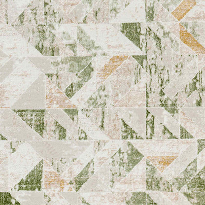 San Francisco Green and Cream Abstract Geometric Rug