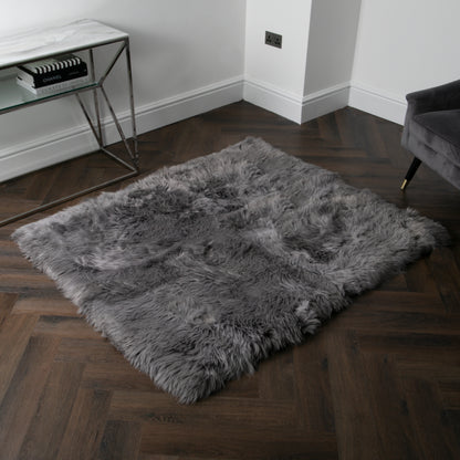 Grey Rectangular Genuine NZ Sheepskin Rug 130cm x 150cm