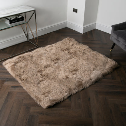Light Brown Rectangular Genuine NZ Sheepskin Rug 130cm x 150cm