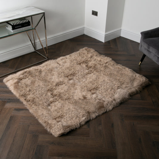 Light Brown Rectangular Genuine NZ Sheepskin Rug 130cm x 150cm