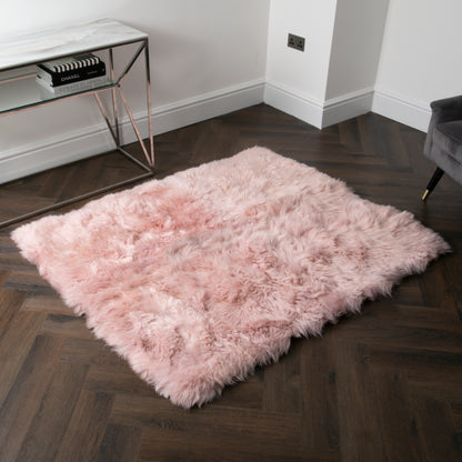 Pink Rectangle Genuine NZ Sheepskin Rug 130 x 150cm
