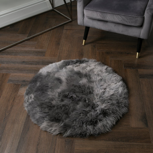 Grey Sheepskin Circle Rug 70cm