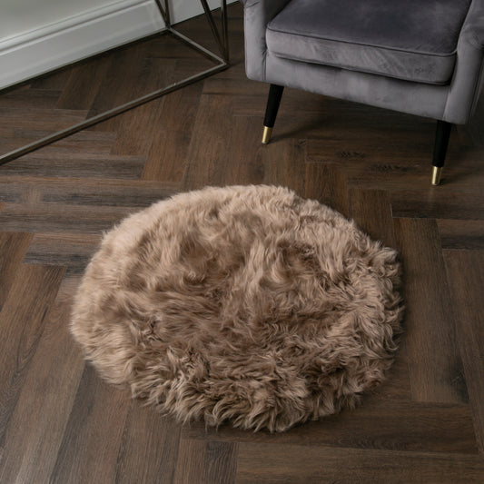 Light Brown Sheepskin Circle Rug 70cm