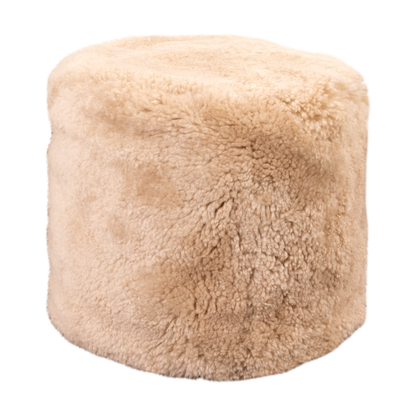 Beige Short Pile Sheepskin Pouffe