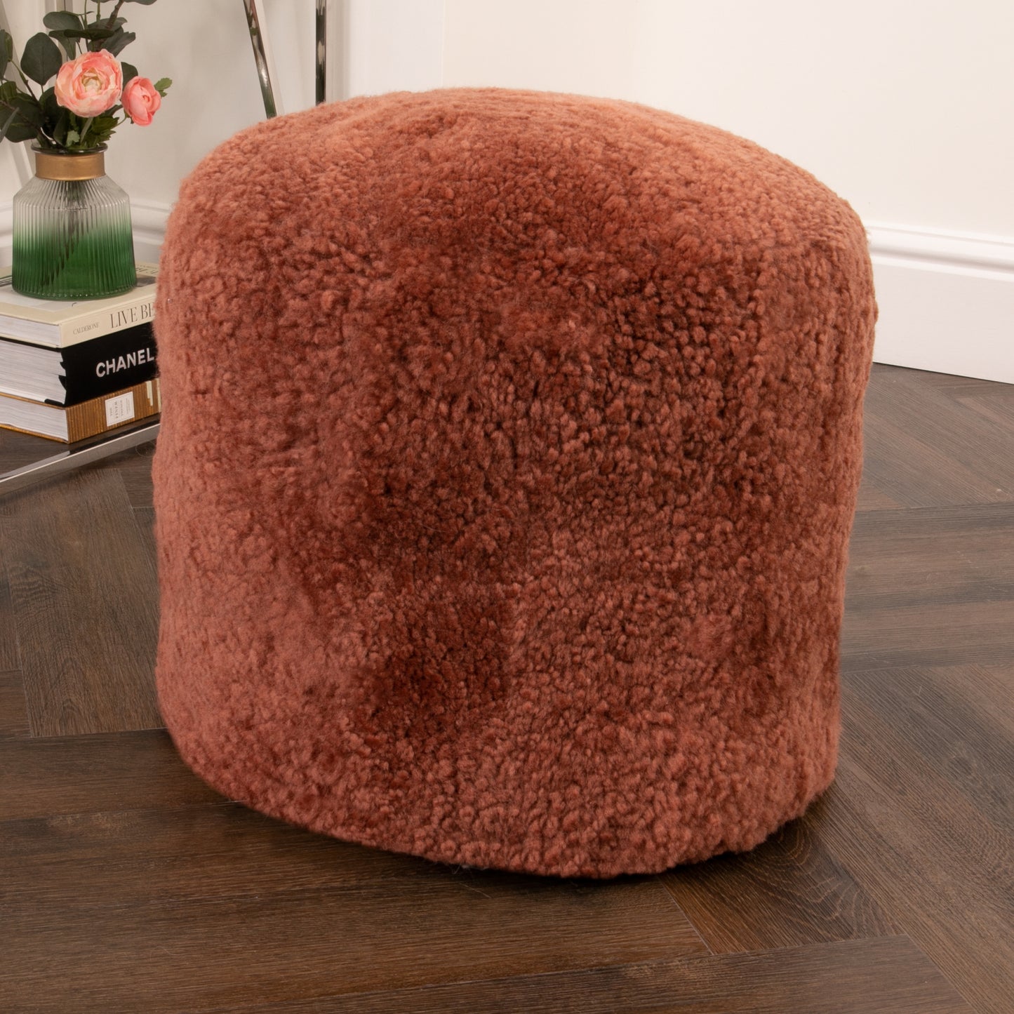 Short Pile Sheepskin Pouffe