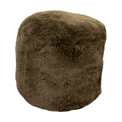 Khaki Green Sheepskin Pouffe - short pile