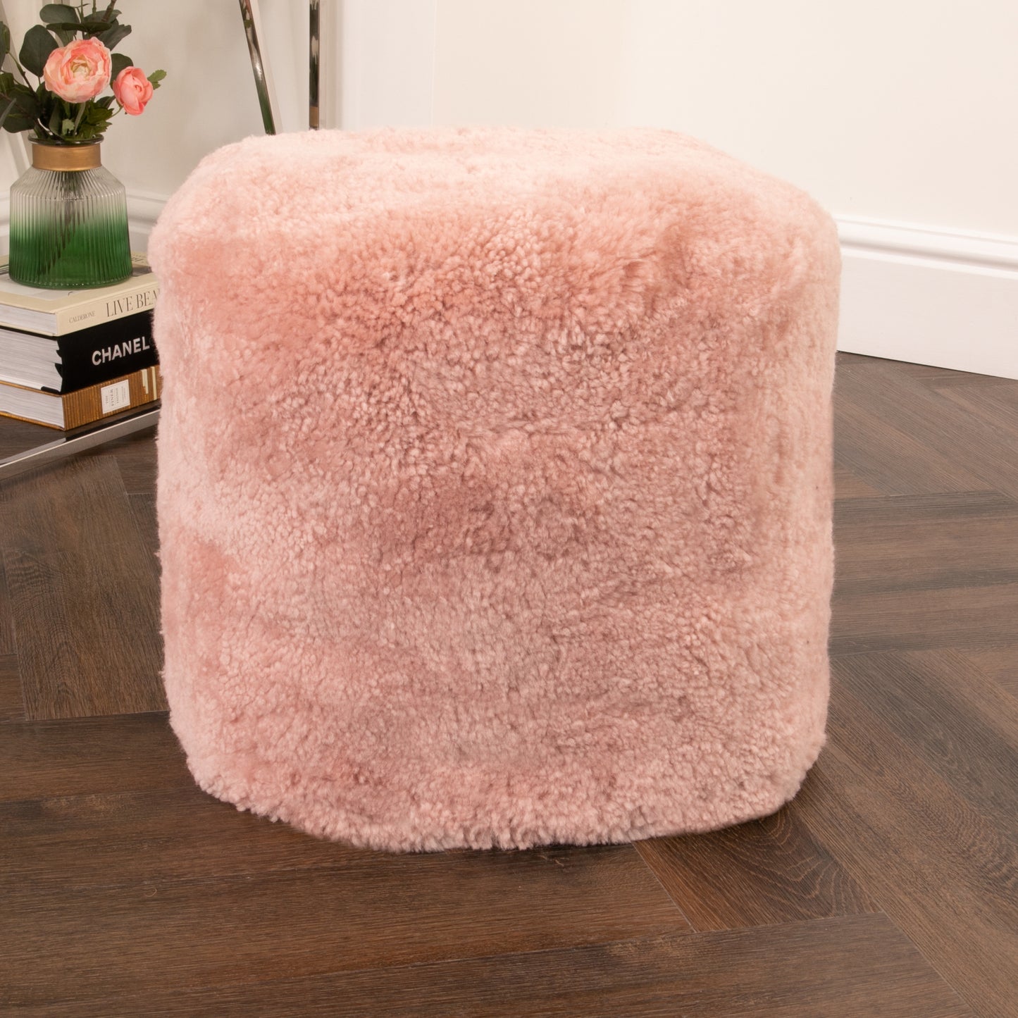 Short Pile Sheepskin Pouffe