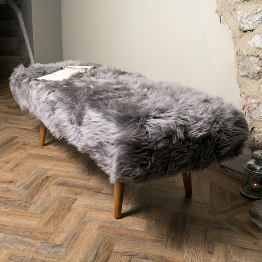 Shearling Grey Sheepskin End Of Bed Bench