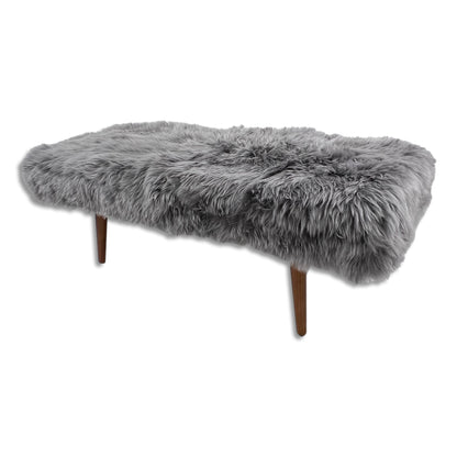 Shearling Grey Sheepskin End Of Bed Bench