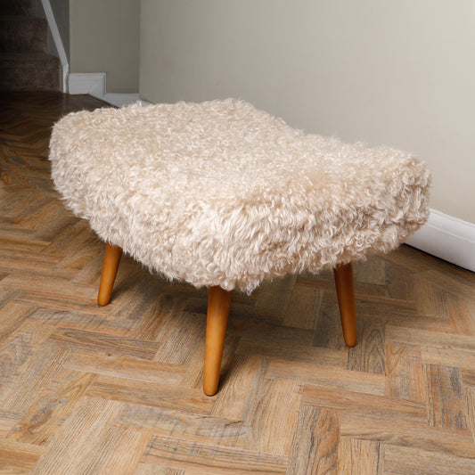 Shearling Beige Sheepskin Footstool