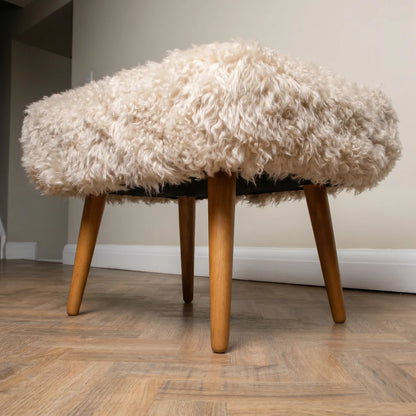 Shearling Beige Sheepskin Footstool