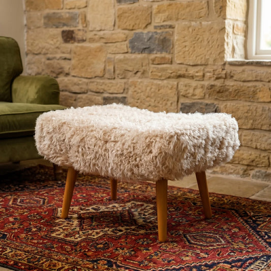 Shearling Beige Sheepskin Footstool