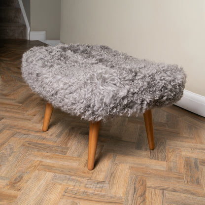 Shearling Grey Sheepskin Footstool
