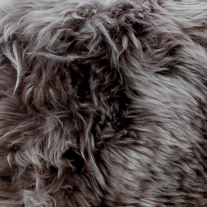 Grey Sheepskin Wood Stool with White Legs