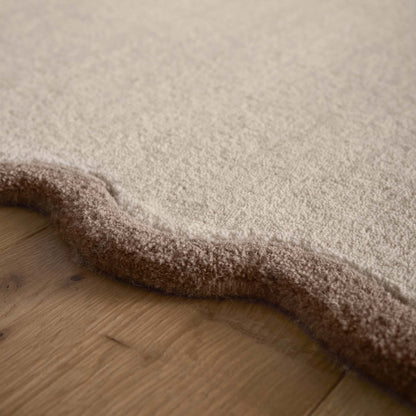 Origins Elsie Scalloped Edged Natural Beige and Brown Wool Rug