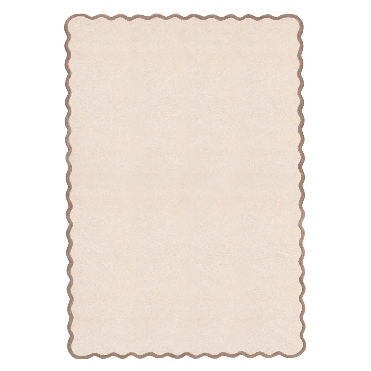 Origins Elsie Scalloped Edged Natural Beige and Brown Wool Rug