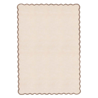 Origins Elsie Scalloped Edged Natural Beige and Brown Wool Rug