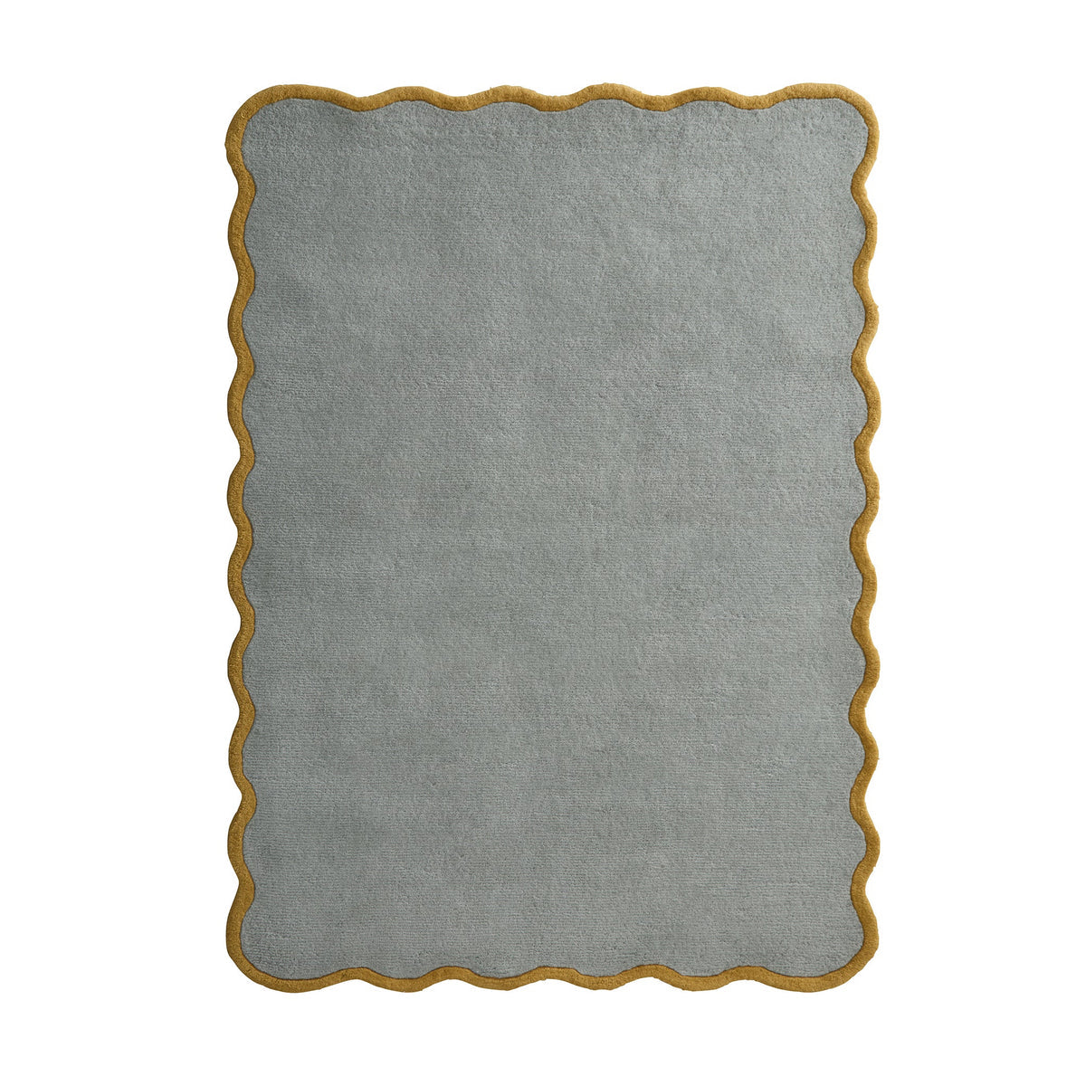 Origins Elsie Scalloped Edged Duck Egg Blue and Ochre Wool Rug