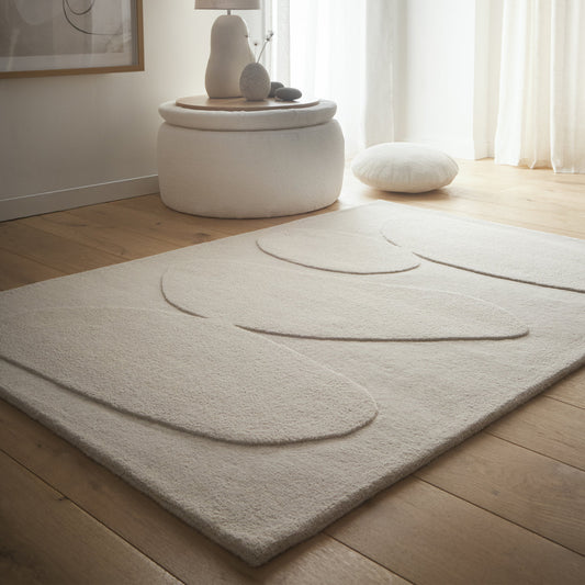 Origins Sculptured Pebble Oatmeal Abstract Wool Rug