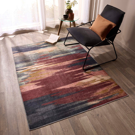 Origin Large Sedona Washable Rust & Navy Rug 160cm X 230cm