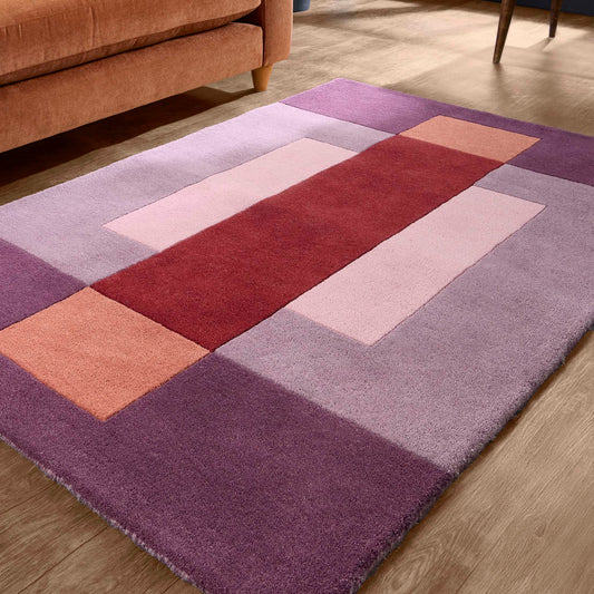 Origins Sienna Block Multicoloured Wool Rug