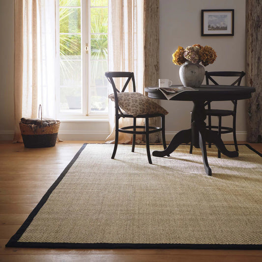 Origins Sisal Light Beige with Black Border Premium Rug