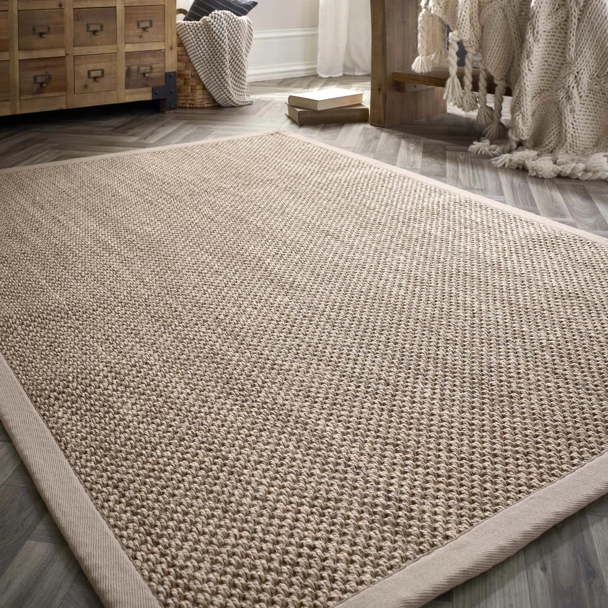 Origins Sisal Light Beige with Sand Border Premium Rug