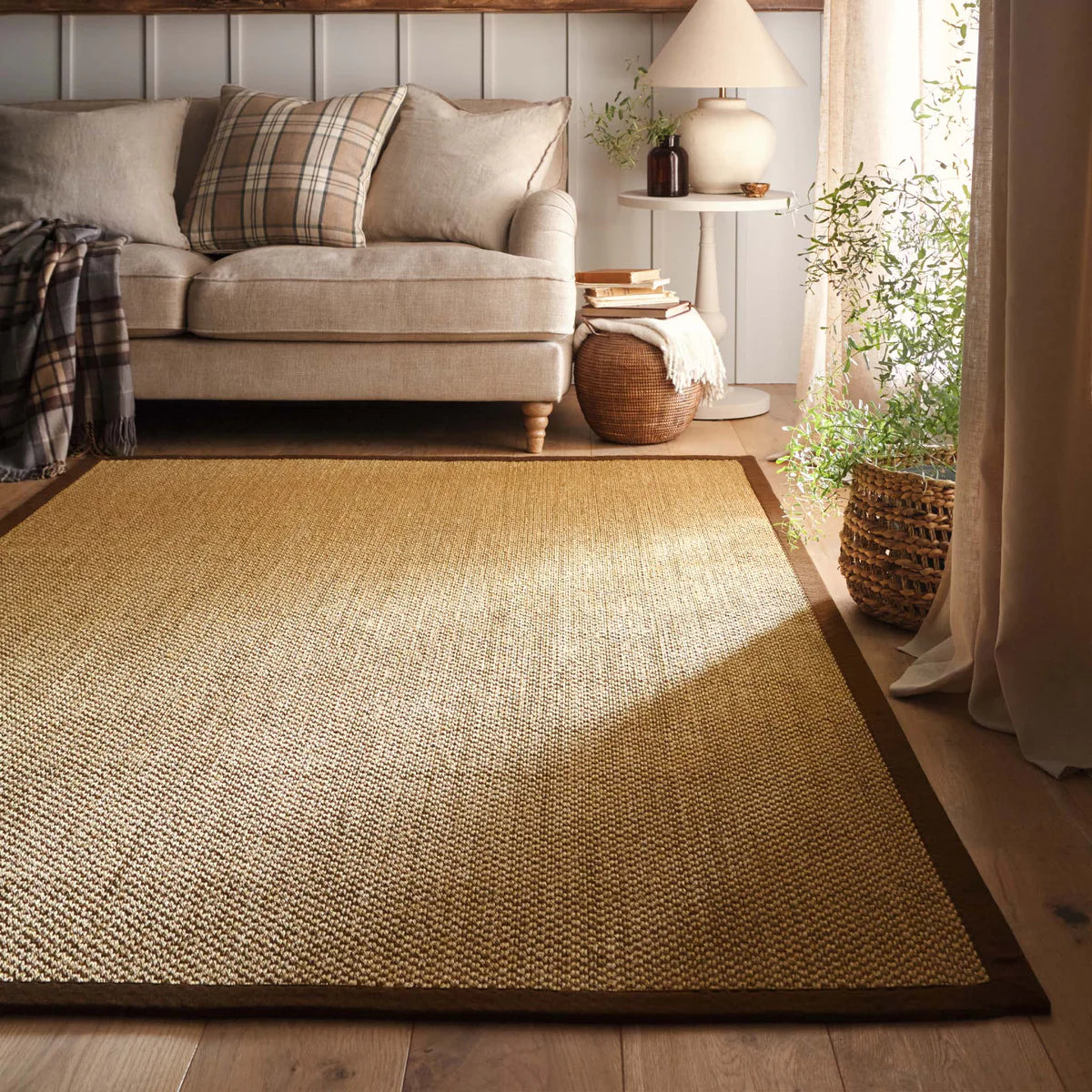 Origins Sisal Warm Natural with Dark Brown Border Premium Rug