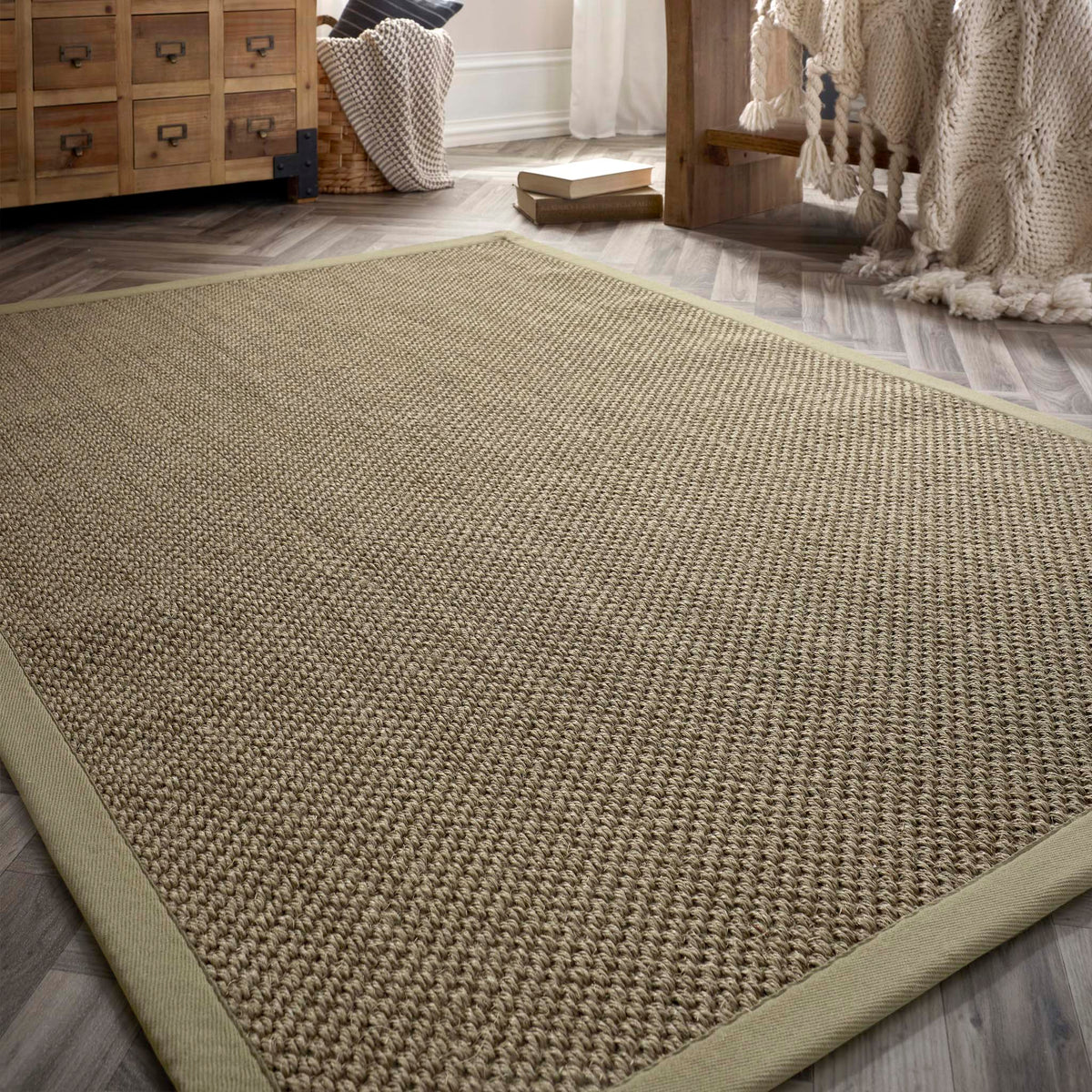 Origins Sisal Sage Green with Sage Green Border Premium Rug