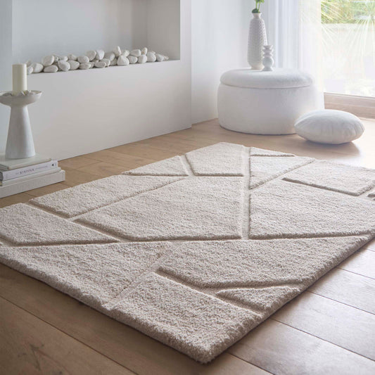 Origins Stack Cream Geometric Wool Rug