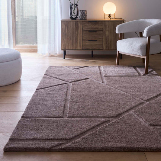 Origins Stack Mauve Geometric Wool Rug