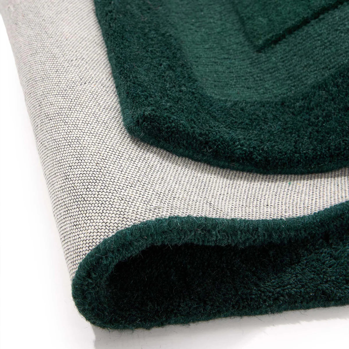 Origins Stacked Border Dark Green Wool Rug