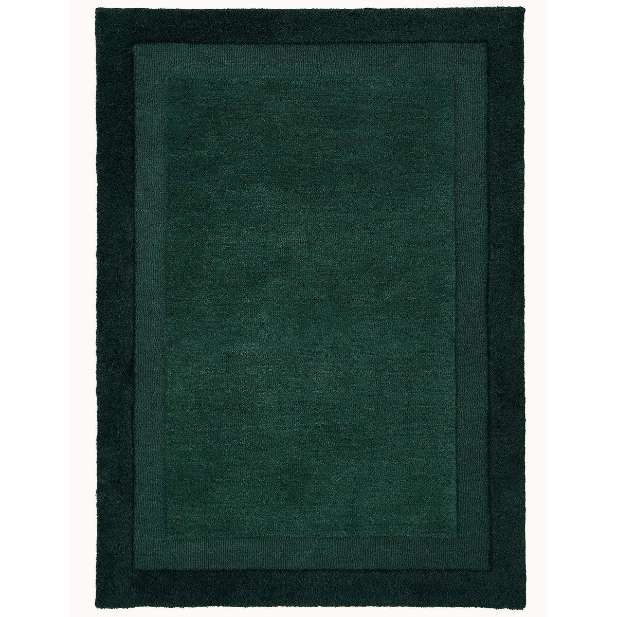 Origins Stacked Border Dark Green Wool Rug