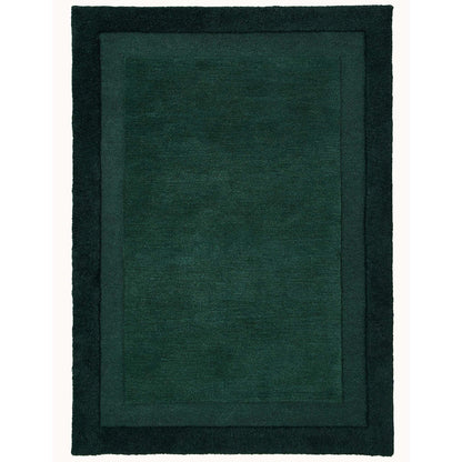 Origins Stacked Border Dark Green Wool Rug