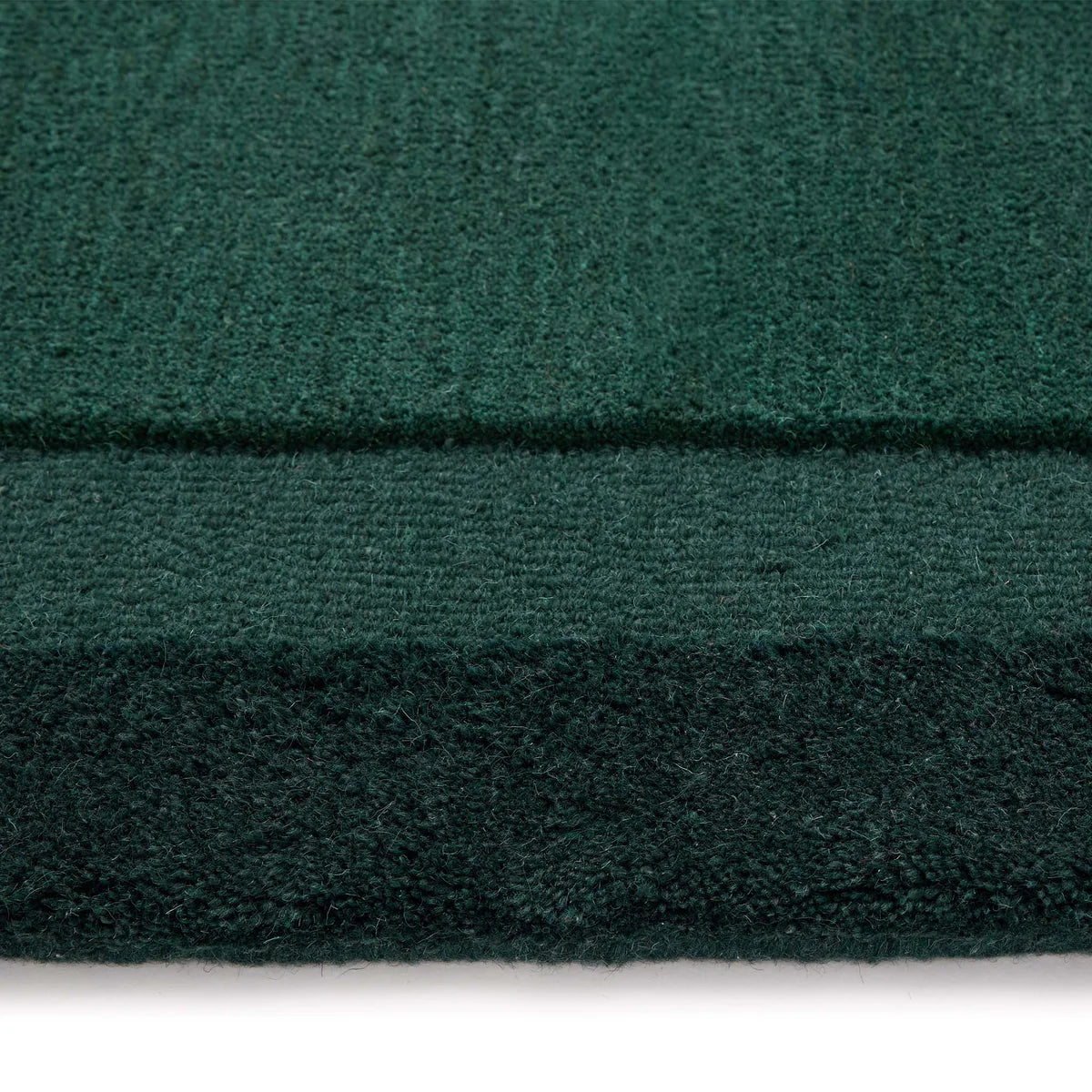 Origins Stacked Border Dark Green Wool Rug