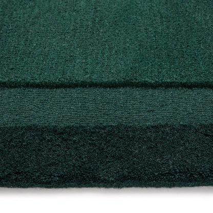 Origins Stacked Border Dark Green Wool Rug