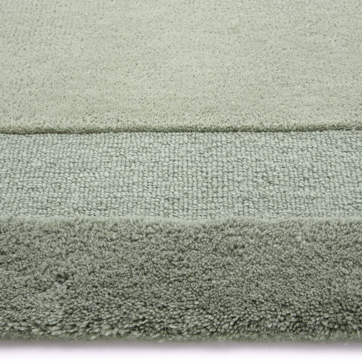 Origins Stacked Border Light Green Wool Rug
