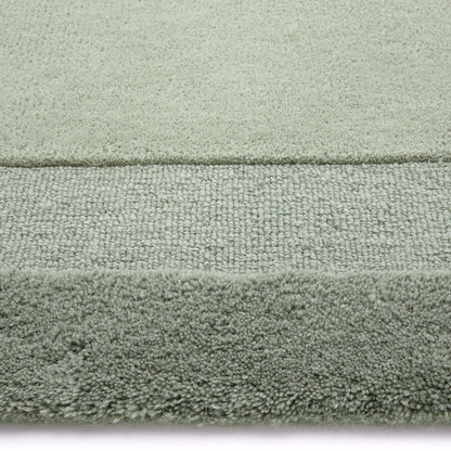 Origins Stacked Border Light Green Wool Rug
