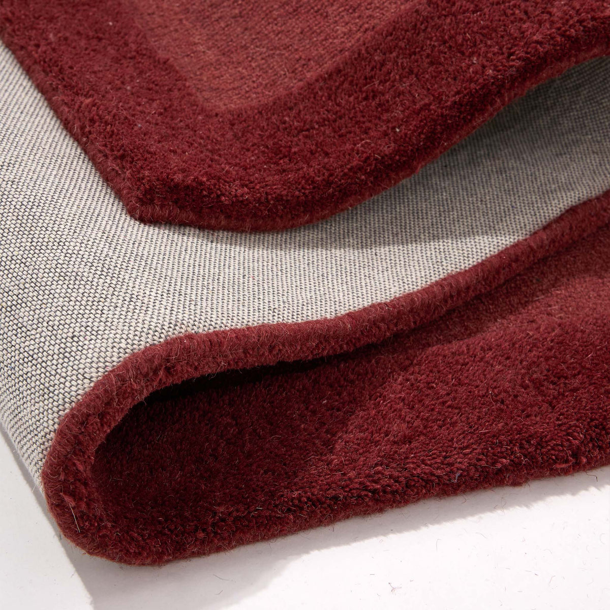 Origins Stacked Border Wine Red Wool Rug