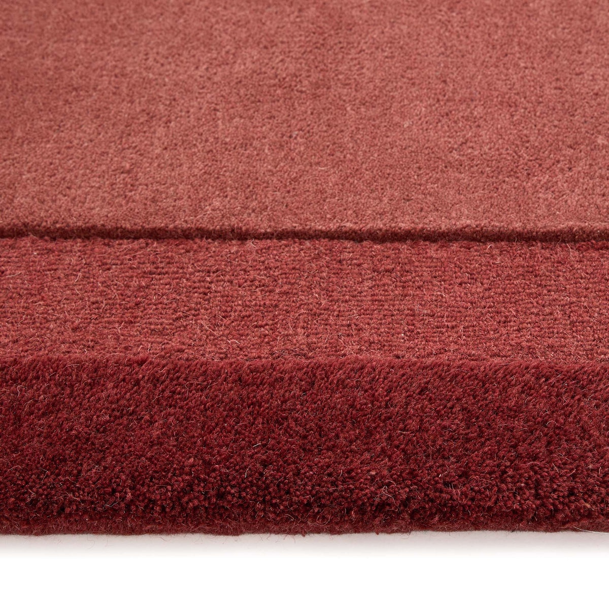 Origins Stacked Border Wine Red Wool Rug