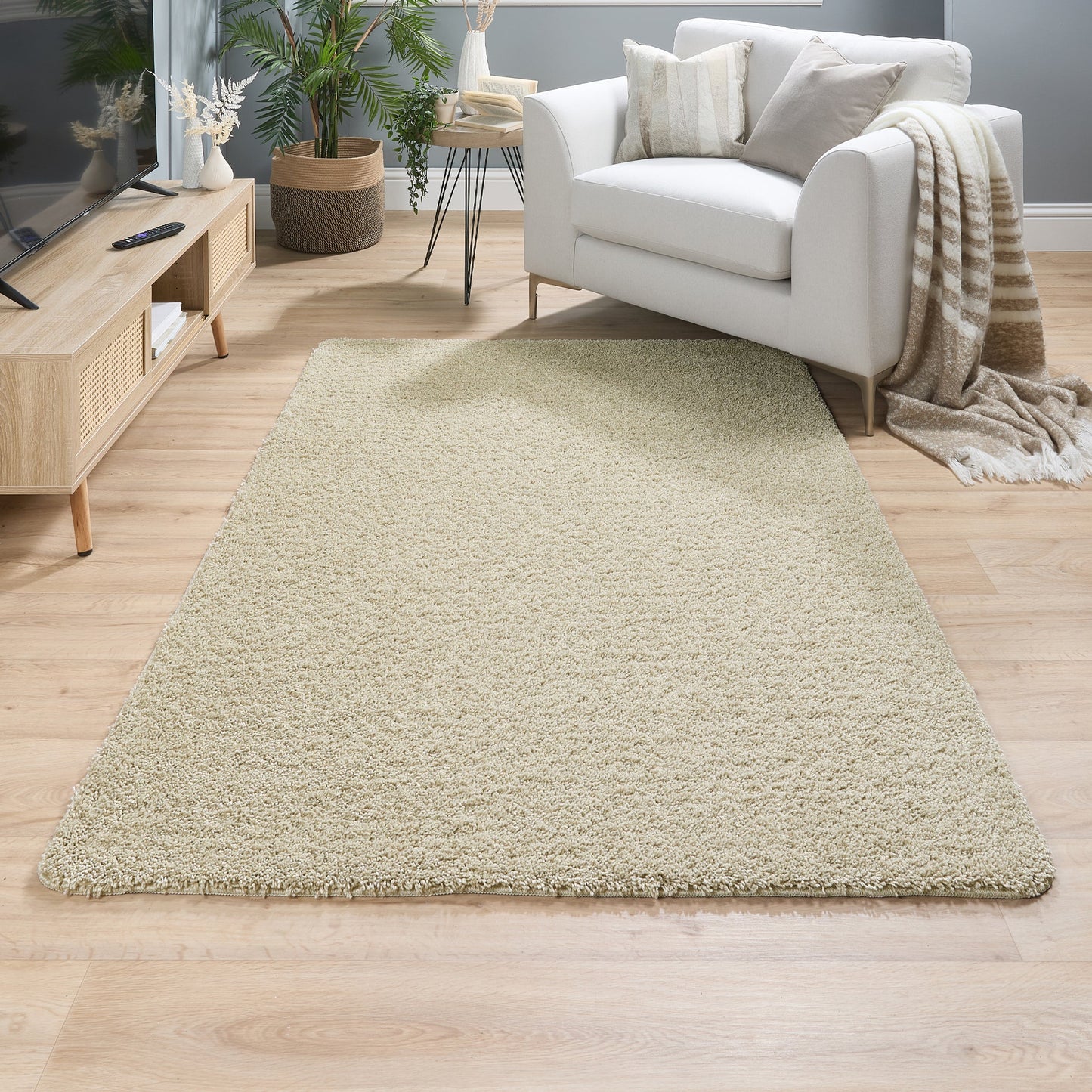 My Rug Stone Beige Medium Shaggy Machine Washable Rug 140cm x 200cm