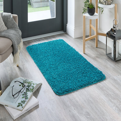 My Rug Teal Blue Shaggy Machine Washable Rug 140cm X 200cm