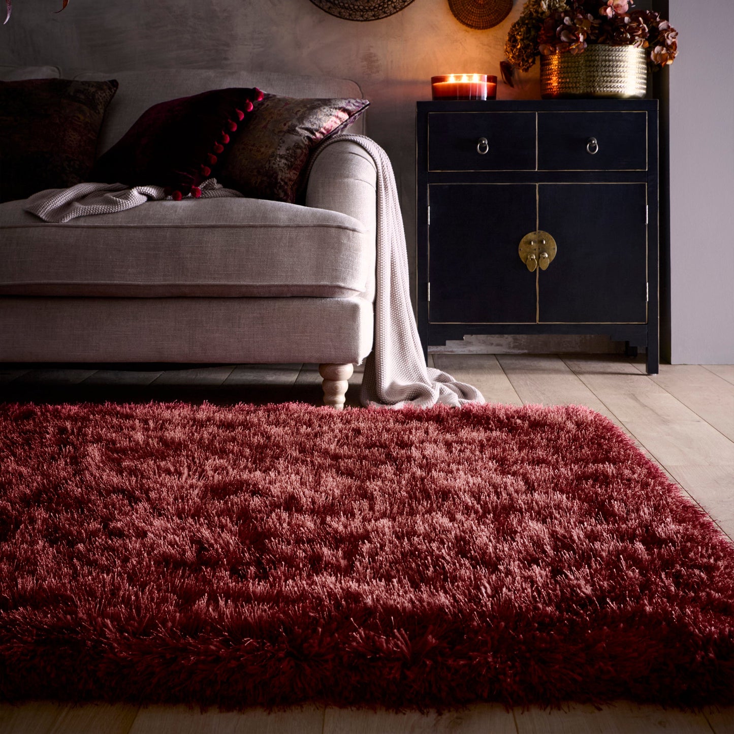 Origins Extravagance Large Wine Red Rug 160cm x 230cm