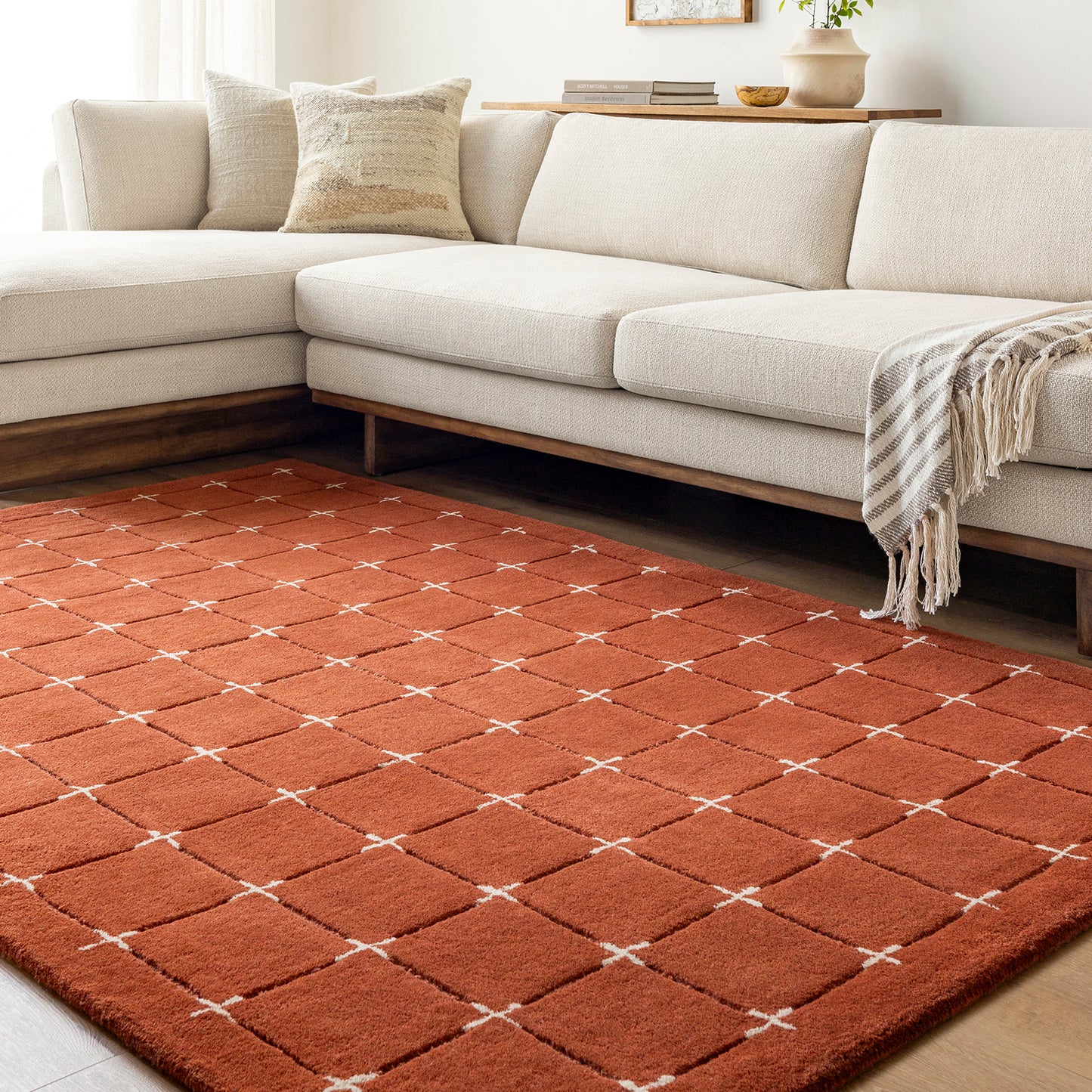 Brook Terracotta Modern Wool Rug