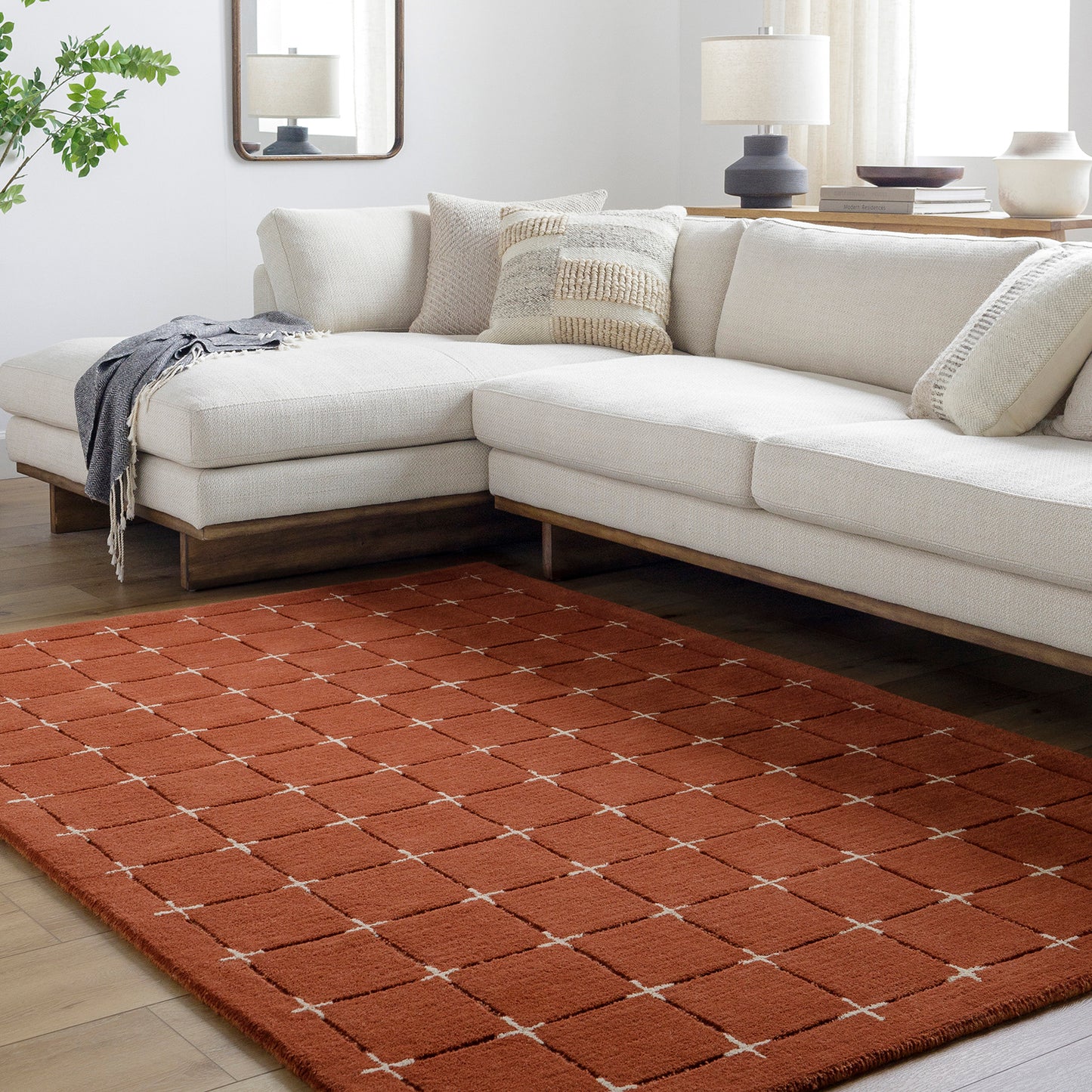 Brook Terracotta Modern Wool Rug