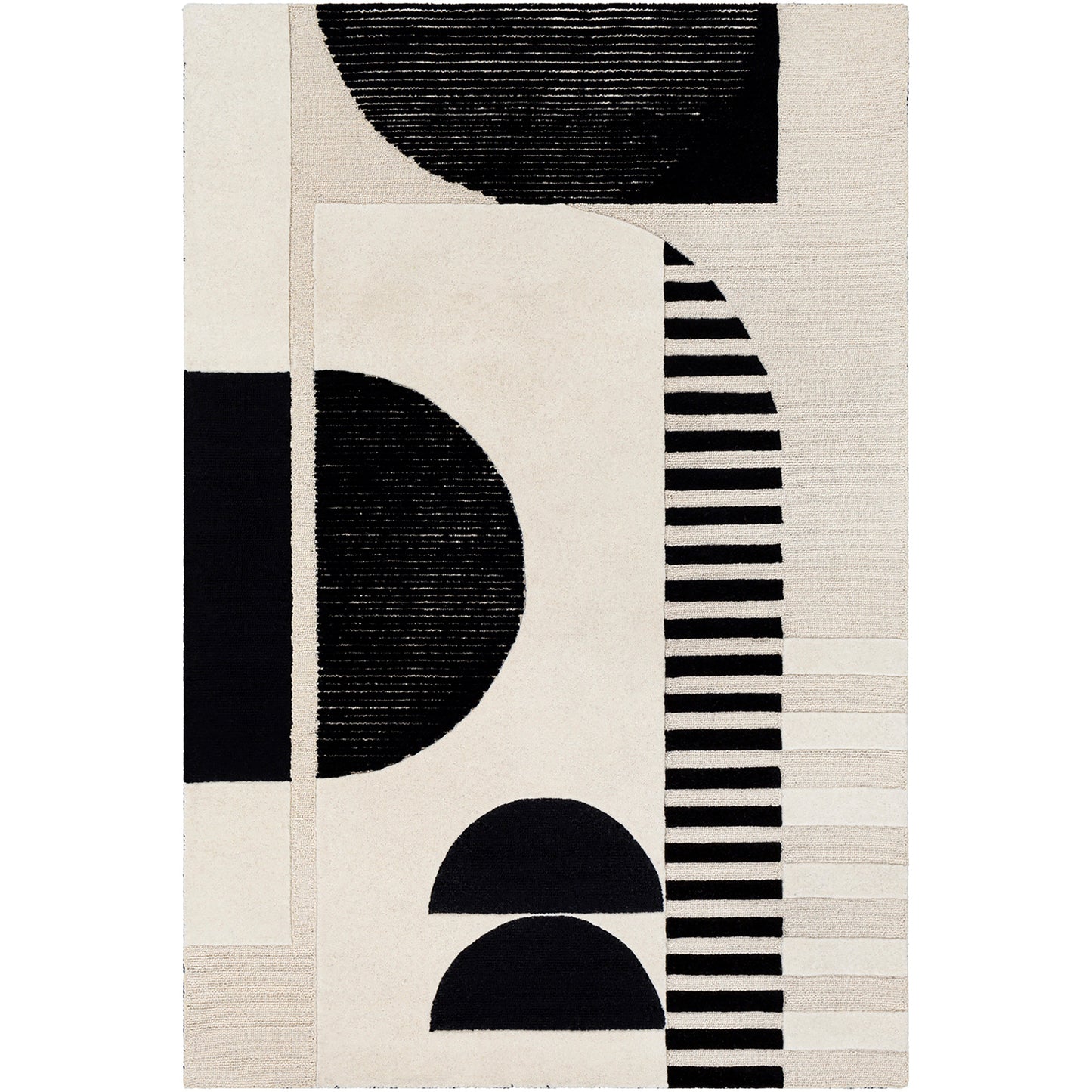 Brooklyn Black and Cream Modern Hand Tufted Wool Rug