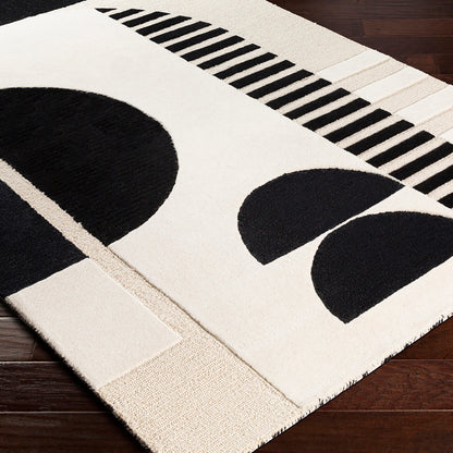 Brooklyn Black and Cream Modern Hand Tufted Wool Rug
