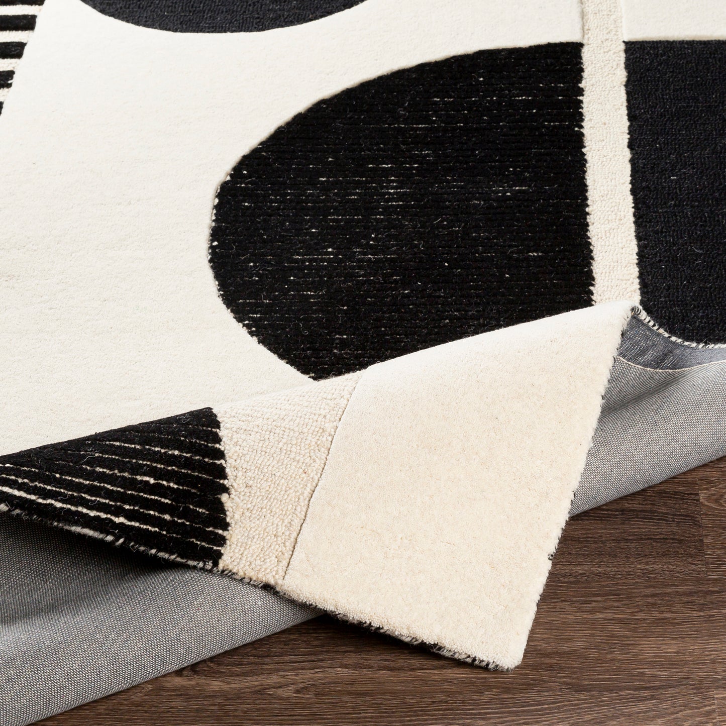 Brooklyn Black and Cream Modern Hand Tufted Wool Rug