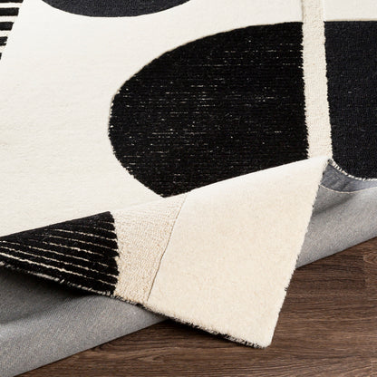 Brooklyn Black and Cream Modern Hand Tufted Wool Rug