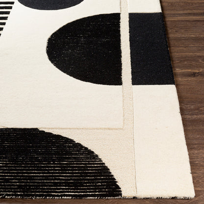 Brooklyn Black and Cream Modern Hand Tufted Wool Rug